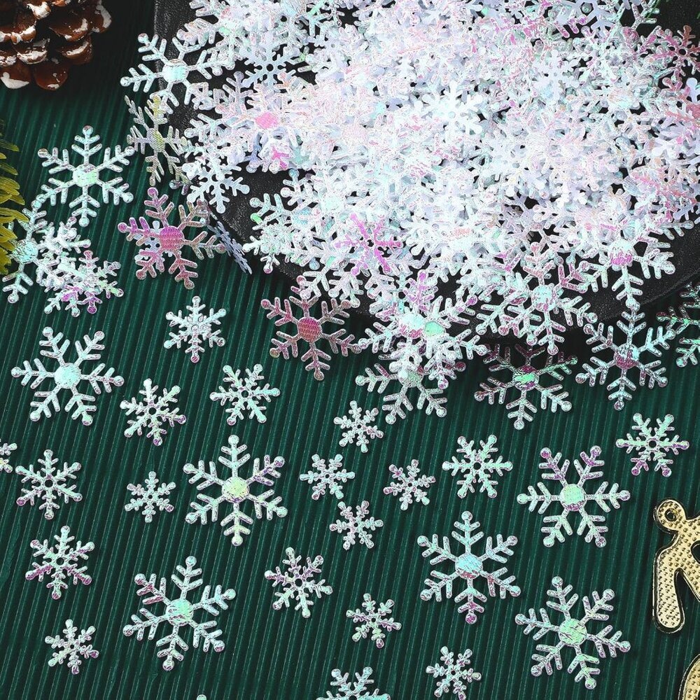 Snowflake Confetti Decorations, Winter Snowflake Glitter Confetti White Snow Sca